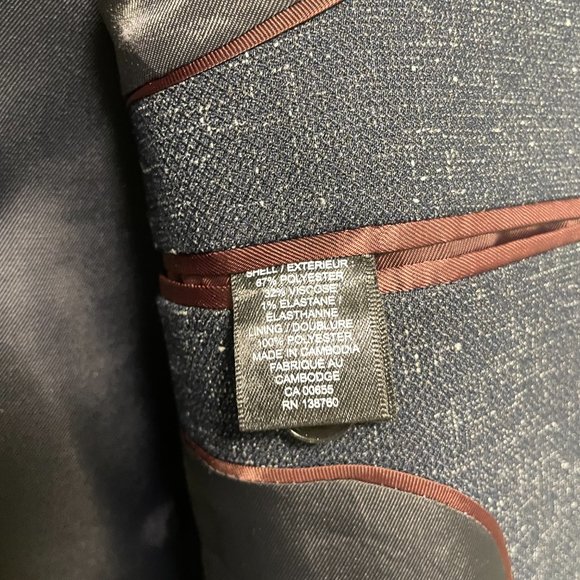 RW&Co Men's 44 Slim Fit Blazer Sport Coat - Blue (Barely Worn) - Picture 3 of 4